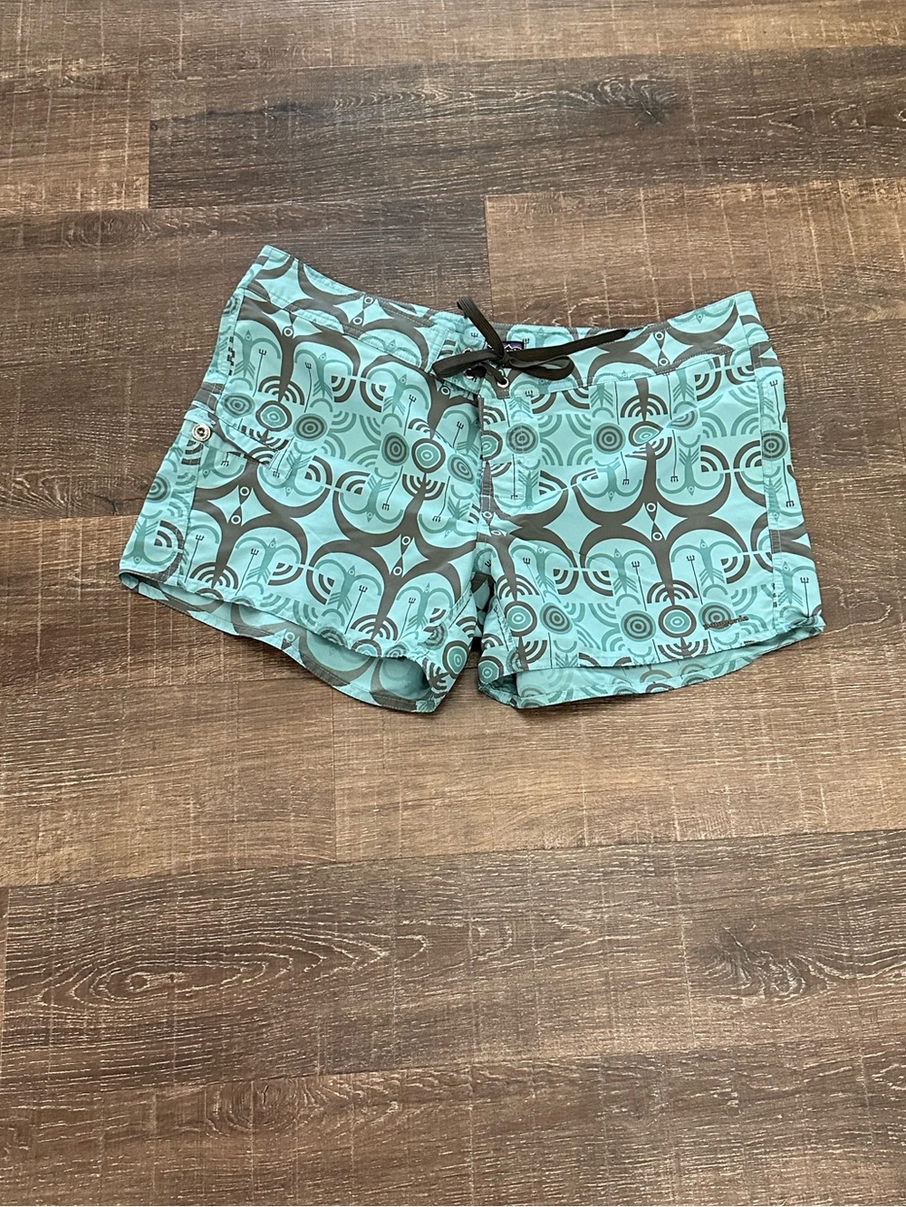 Patagonia Aqua Patterned Women's Swim Shorts Size 14